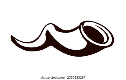 Closeup view white tribal age cow bowl bull ram blow cup Big black line hand drawn folk beer wine logo emblem sign sketch retro art sukkot tovah melody holy new year shanah tova greet pray sound style
