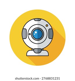 Close-up view of a yellow fire hydrant with a blue top against a white background Vector