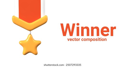 Closeup of virtual order for winner. Campaign medal with gold star