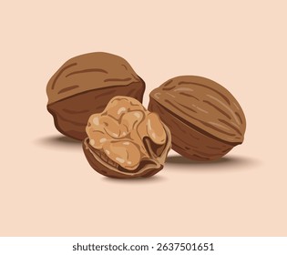 Closeup of Walnuts Shells and Kernels