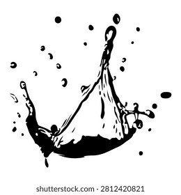 Close-up of a water droplet splash captured mid-air, showcasing motion and fluid dynamics with droplets scattering outward.