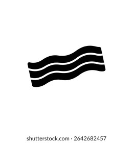 Close-up of Wavy Bacon Strip on White Background