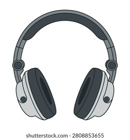 Close-up of white and black headphones with adjustable headband on plain background