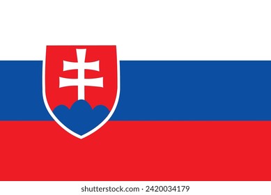 Close-up of white, blue and red national flag of European country of Slovakia with white cross. Illustration made February 1st, 2024, Zurich, Switzerland.