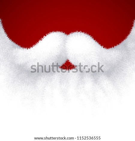 Closeup white Santa beard on red background. Eps8. RGB Global colors