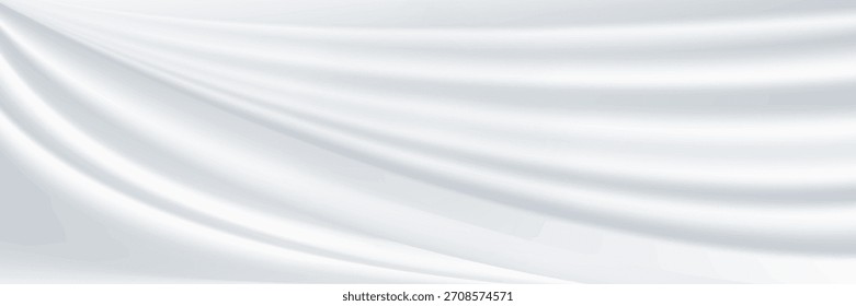 Closeup of white satin fabric as background
