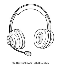 Close-up of wireless over-ear headphones with microphone, designed for music, calls, and audio entertainment, isolated on a white background.