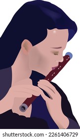 close-up of woman playing flute-