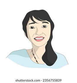 closeup woman smiling illustration vector hand drawn isolated on white background
