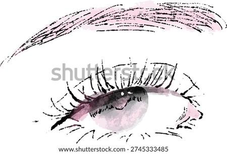Close-up of a woman's eye makeup. Eyelash extensions. Cosmetic image illustration.