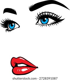 Close-up of Woman's Eyes and Lips