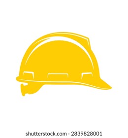 Close-up of a yellow construction helmet symbolizing safety gear for construction workers and industrial environments.