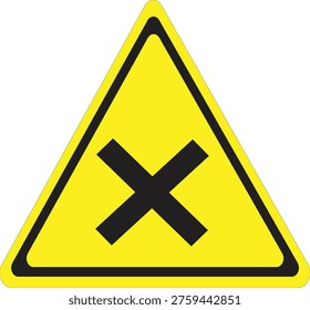 Closeup of yellow triangle warning sign