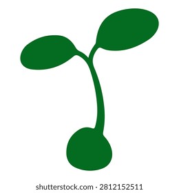 A close-up of a young green seedling with two leaves emerging from the soil, symbolizing growth, new beginnings, and natures vitality.