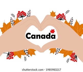 Acercamiento de las manos de las jóvenes formando un patrón cardíaco. Tipografía vectorial para tarjetas de felicitación, decoración y cubierta. 