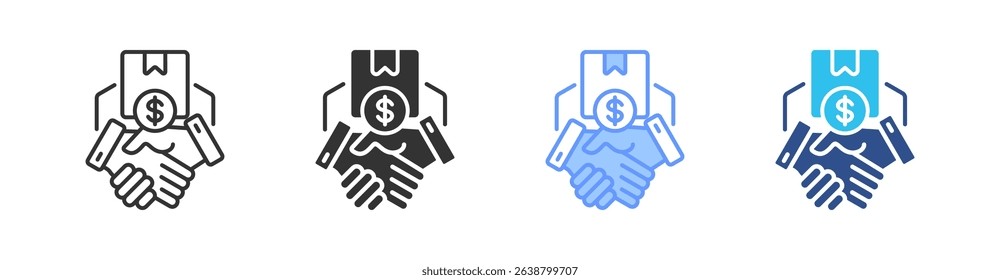 Closing Deal Multi Style Icon Set Vector