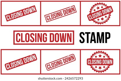 Closing down Rubber Stamp Set Vector