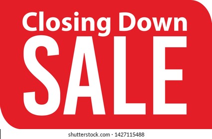 Closing down sale label All stock reduced. Everything must go.