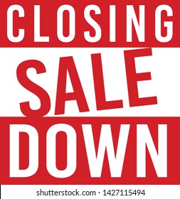 Closing down sale label All stock reduced. Everything must go.