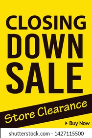 Closing down sale label All stock reduced. Everything must go.