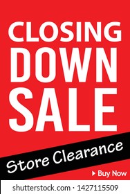 Closing down sale label All stock reduced. Everything must go.