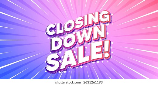 Closing down sale sun rays gradient banner. Light burst background. Closing down sale. Special offer price sign. Advertising discounts symbol. Gradient sun rays. Sunburst light. Vector
