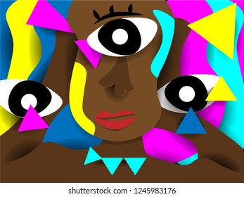 The closing ears abstract paper art. Eps10 vector 