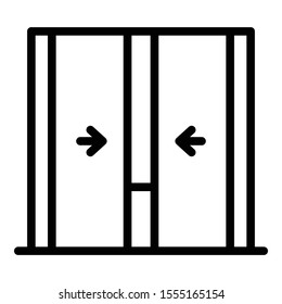 Closing elevator doors icon. Outline closing elevator doors vector icon for web design isolated on white background