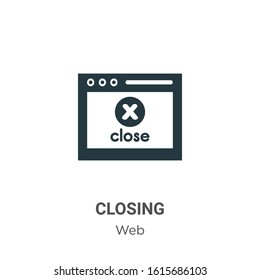 Closing glyph icon vector on white background. Flat vector closing icon symbol sign from modern web collection for mobile concept and web apps design.