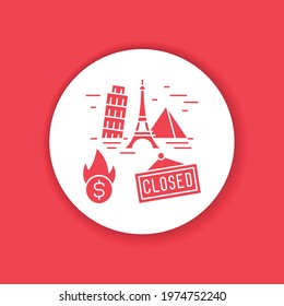 Closing landmark color icon. Economic risis. Stop travel. Sign for web page, app. UI UX GUI design element. Editable stroke