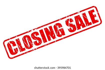 CLOSING SALE RED STAMP TEXT ON WHITE