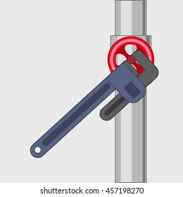 closing of the valve with a wrench