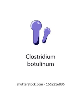 Clostridium botulinum. Bakterieller Mikroorganismus. Vektorillustration, einzeln auf Weiß.