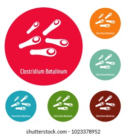 Clostridium botulinum icons circle set vector isolated on white background