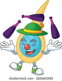 Clostridium tetani mascot cartoon design playing Juggling on circus. Vector illustration