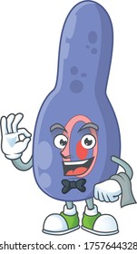 A clostrisium botulinum waiter cartoon character ready to serve