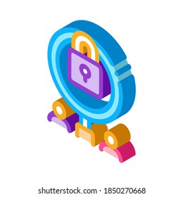 closure of knowledge for research icon vector. isometric closure of knowledge for research sign. color isolated symbol illustration