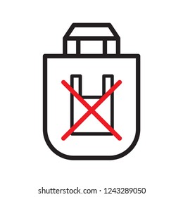 Cloth bag, campaign of stop using plastic. Simple flat design. Isolate on white background.