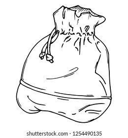 Cloth bag icon. Vector illustration of a cloth bag. Hand drawn old cloth bag.