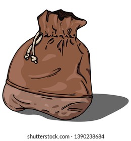 Cloth bag icon. Vector illustration of a cloth bag. Hand drawn old cloth bag.
