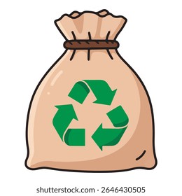 Saco de pano com símbolo de reciclagem