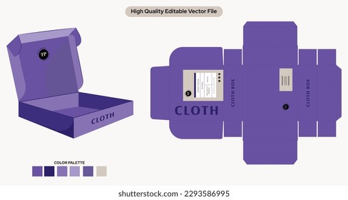 Diseño de caja de tela, diseño de caja de empaquetado de ropa con línea de carenado, embalaje de camisetas jeans, diseño de caja de traje, embalaje masculino, diseño de caja de ropa de línea de muda, archivo de vector editable.
