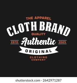 Cloth brand typography logo vector design white and black background