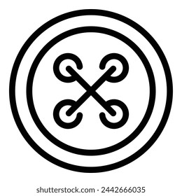 Cloth button icon outline vector. Fashion sewing details. Tailoring textile equipment