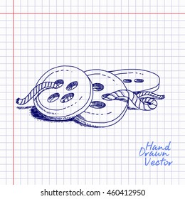 Cloth Button sketch Illustration. Hand drawn Vector