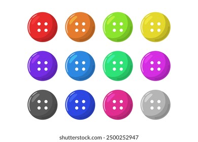 Cloth buttons. Plastic buttons flat vector illustration isolated on a background