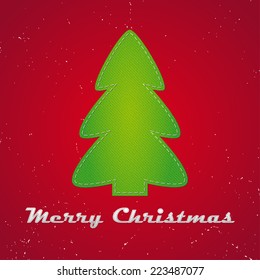 Cloth christmas tree with  merry christmas text.