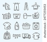 CLOTH CLEANING LAUNDRY ICON SET