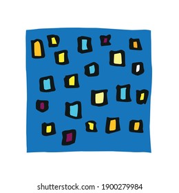 Cloth with colored squares simple hand drawing converted to vector and colored