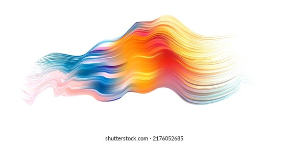 Cloth colorful abstract twisted fluide shape flow. Trendy liquid design. 3D colored abstract Flow shapes stream paint. Deep analysis brushstroke colorful banner. Vector illustration realistic dye